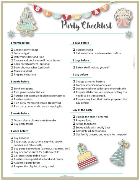 Celebrate with your closest pals by sending out cool printable birthday invitations you can customize in a few simple clicks. Party Planning Template | Birthday party checklist, Party planning checklist, Party checklist