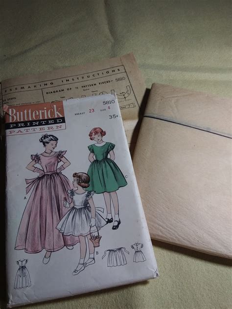 Vintage Butterick Girls Size 4 Dress Pattern 1950s Party Etsy