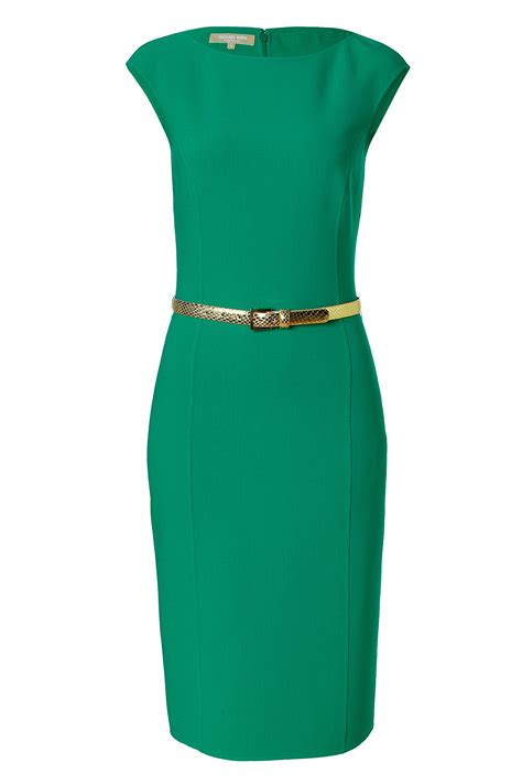 Lyst Michael Kors Emerald Belted Wool Blend Sheath Dress In Green