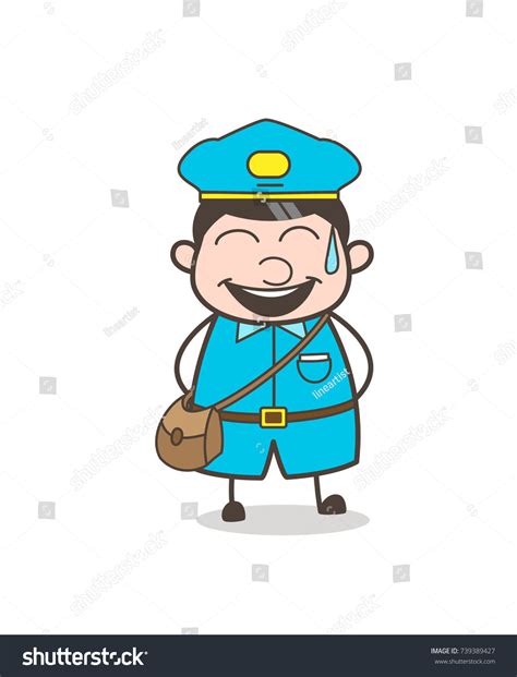 Funny Postman Laughing Face Vector Illustration Stock Vector Royalty