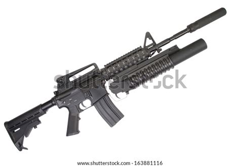 M4a1 Carbine Silencer Equipped M203 Grenade Foto De Stock 163881116
