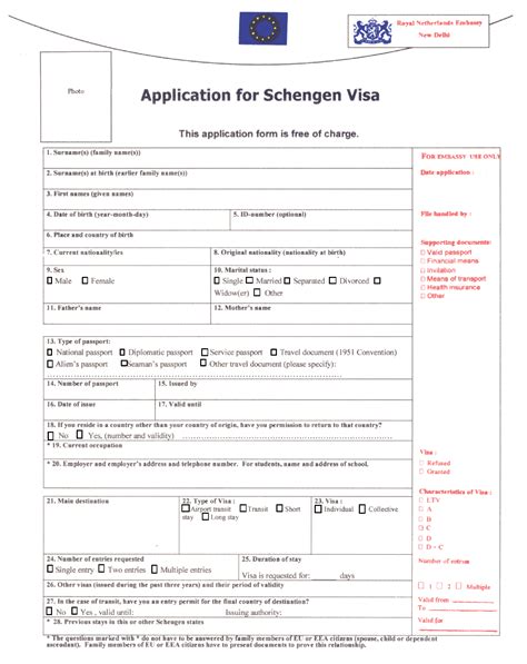 New Delhi Delhi India Schengen Visa Application Form Royal