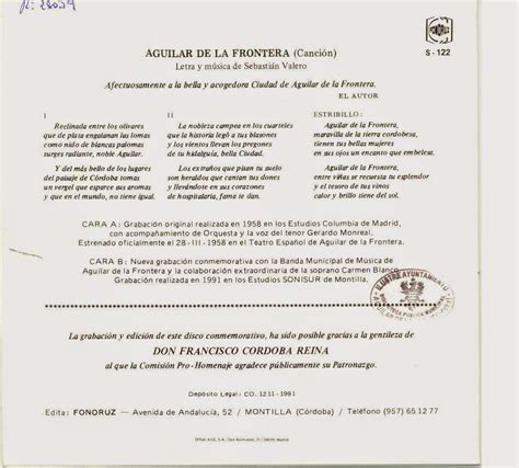 Biblioteca Municipal De Aguilar De La Frontera Córdoba Himno Oficial