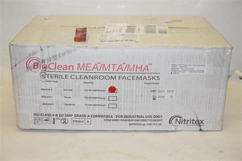Bioclean Ansell Mea210 1 Sterile Ear Looped Cleanroom Face Masks Class