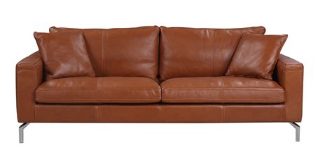 Plush Leather Mid Century Modern Living Room Sofa