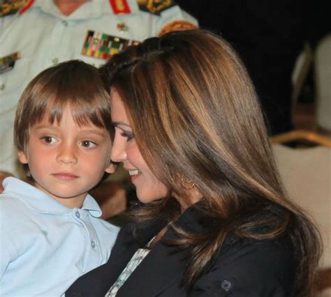 Queen Rania Of Jordan With Her Youngest Son Prince Hashem Of Jordan