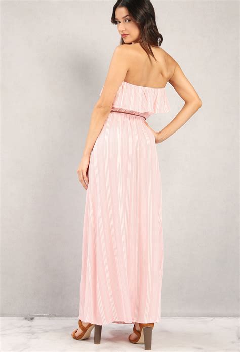 Belted Stripe Flounce Maxi Dress Shop Dressed To Frill At Papaya Clothing