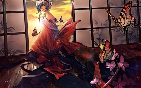 Anime Girl And Butterflies Image Id 256041 Image Abyss