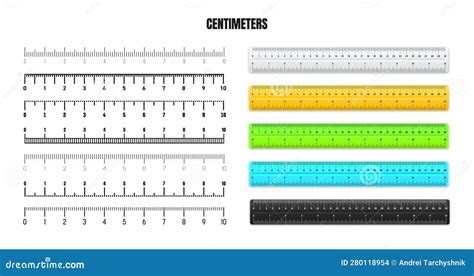 Realistic Metal Rulers With Black Centimeter Scale For Measuring Length