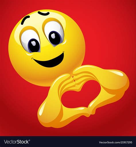 Smiley With Heart Shape Hand Sign Cute Smiley Emoji Being In Love Download A Free Preview Or