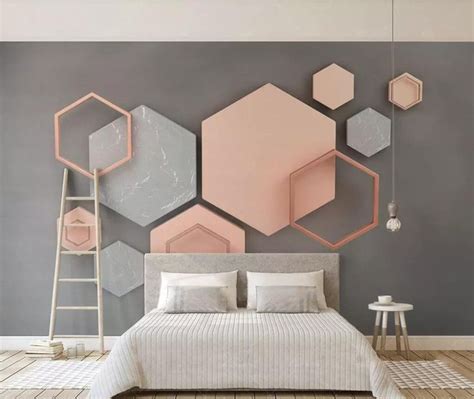 Custom Wallpaper Mural 3d Three Dimensional Hexagon Mosaic Modern
