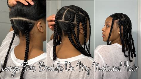Large Box Braids On Natural Hair No Extensions Easy Protective Style Youtube