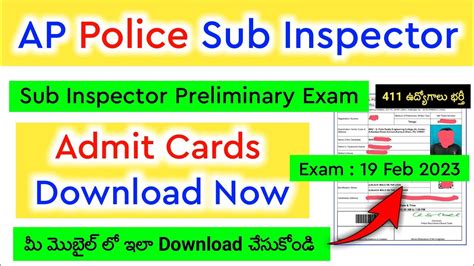 Ap Police Sub Inspector Prelims Admit Cards Released Ap Police