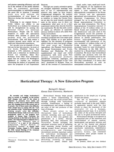 Pdf Horticultural Therapy A New Education Program