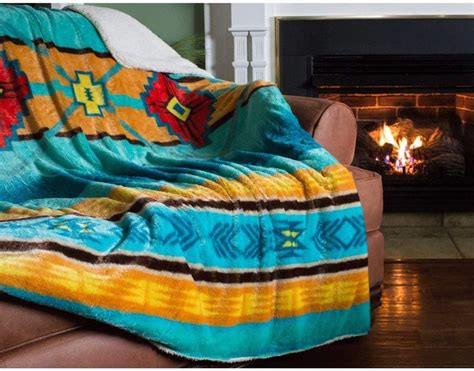 Ukn 1pc 60x80 Tribal Blue Southwest Throw Blanket Aztec