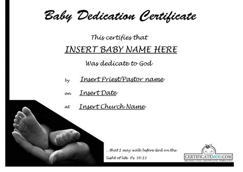 Printable Baby Dedication Certificate Templates