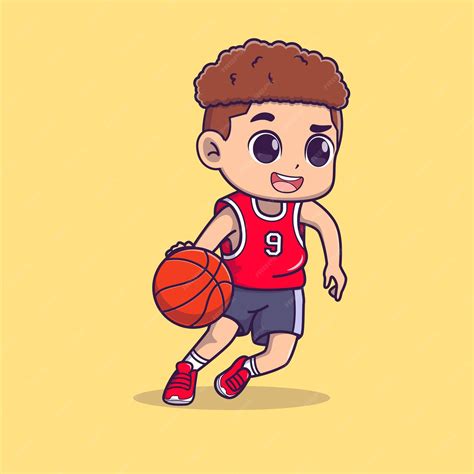 Premium Vector Boy Playing Basketball Cartoon Vector Icon Illustration