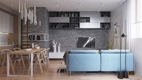 Grey Brick Wall Living Room Woonkamer Grijs Huisdesign
