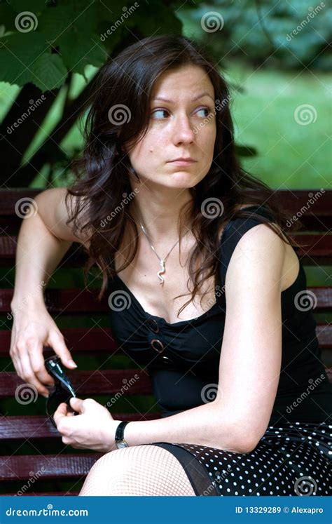 Young Sad Woman Sitting Outdoors Stock Image Image Of Park Reverie