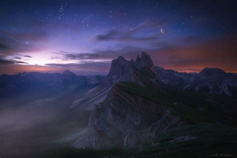 Sleeping Dolomites Mountains At Night Dolomites Dark Landscape