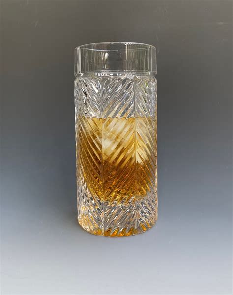2 Ralph Lauren Herringbone Chevron Crystal Highball Whiskey Etsy