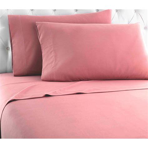 Micro Flannel Solid Color Sheet Set Full Frosted Rose