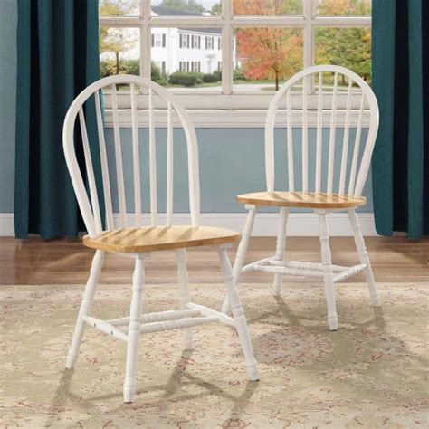 set 2 windsor dining chairs beech white finish wood high back kitchen furniture ebay