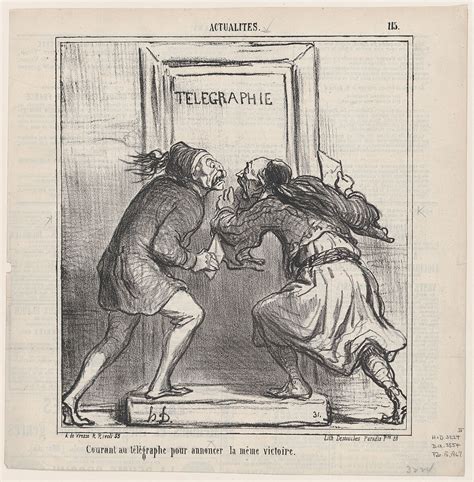 Honoré Daumier Both Running To The Telegraph Office To Announce The Same Victory From News