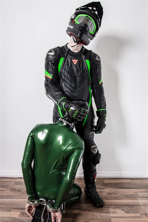 Motocross Gear Latex Men Bad Boy Style Biker Love Masked Man Adult