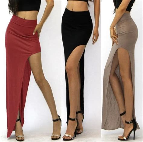 New 2018 Novelty Skirt Sexy Women Long Skirts Lady Empire Open Side Split Skirt High Waist High