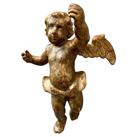 French 18th Century Gilt Wood And Hand Carved Angel For Sale At 1stdibs