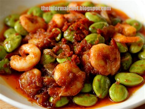 Udang yang masih berkulit akan lebih lezat untuk sajian ini karena akan membuat bumbu/sambalnya lebih melekat. Sambal Prawns with Stink Beans/Sambal Udang Petai The ...