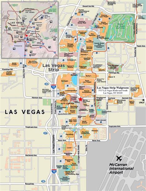 Get the las vegas maps you need at your trip: Large strip map of Las Vegas city. Las Vegas large strip map | Vidiani.com | Maps of all ...