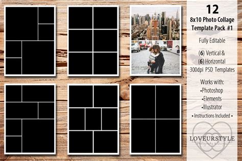 8x10 Photo Collage Template Pack 1 Photoshop Templates ~ Creative Market