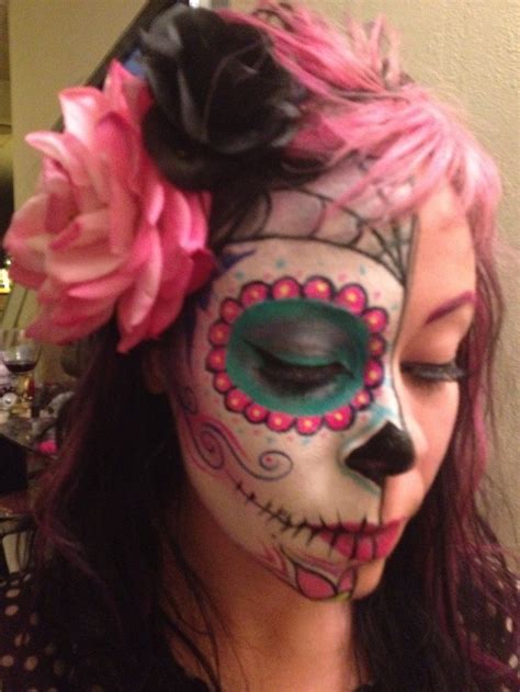 Half Sugar Skull Halloween Makeup Sugar Skull Makeup Skull Makeup
