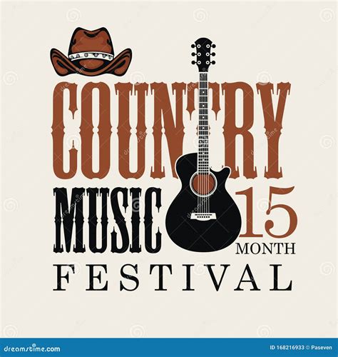 Poster For Country Music Festival With Guitar And Hat Stock Vector