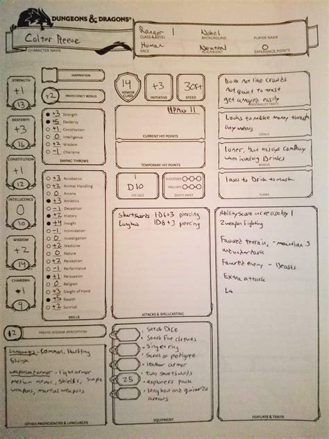 Dnd Character Sheet Filled Out Bion Teamro