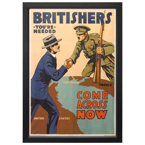 World War I Recruitment Poster Come Across Now By Lloyd Myers Circa