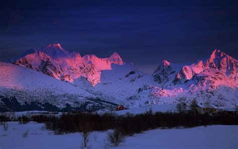 Sunrise Paints Snowy Mountains Purple Mountains Sunrise Painting