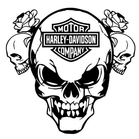 Sticker Logo Harley Davidson Skull Roses Sticker