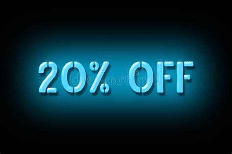 20 Percent Off Neon Sign Isolated On A Black Background Trade