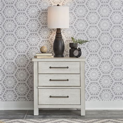 Farmhouse nightstands & bedside tables : Liberty Furniture Modern Farmhouse Contemporary 3-Drawer Nightstand with Charging Station ...