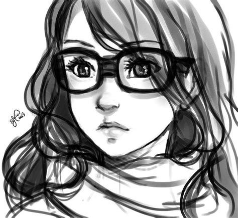 This is a sketch of a drawing that i want to finish later, it began as the result of the procrastination (like always) just because to ease off. Cute Girl glasses Drawings | Girl with glasses Sketch by ...