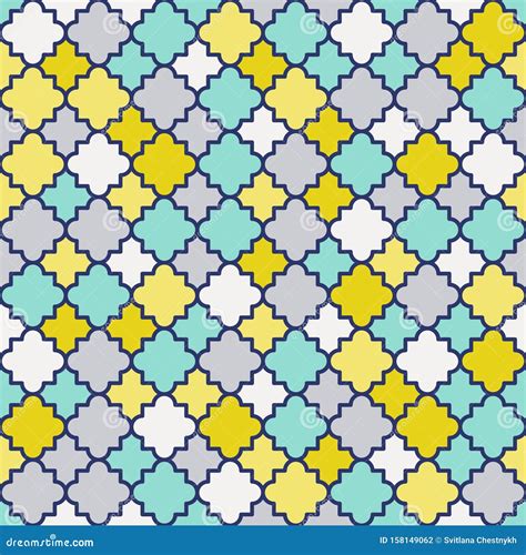 Multicolor Quatrefoil Lattice Pattern Seamless Vector Background Stock