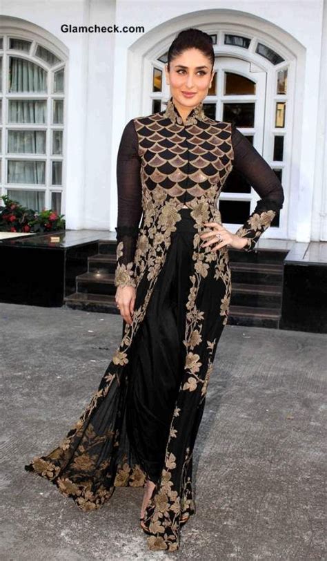 Kareena Kapoor Sizzles In Anamika Khanna Black And Gold Outfit Indian Fashion Indian Designer
