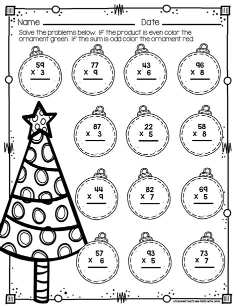 Third grade christmas math worksheets