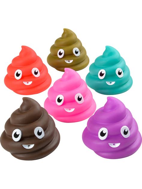 12 Pack Of Assorted Poop Emoji Emoticon Bath Squirt Toys Party Favors