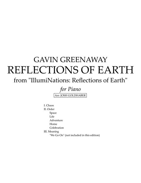 Reflections Of Earth Arr Josh Goldhaber Sheet Music Gavin