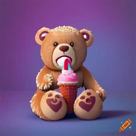 Teddy Bear Enjoying Ice Cream On Craiyon