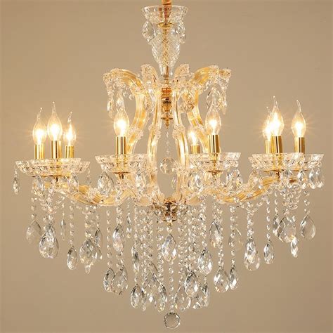 It highlights this contemporary space beautifully and subtly. 10 Light Gold Crystal Candle Chandelier for Living Room ...